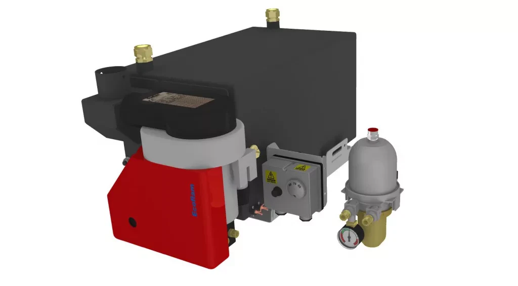 Bubble PJ-230VAC MK2 high-output diesel boat boiler for central heating, white background.