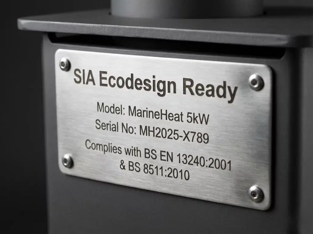 SIA Ecodesign Ready Certification Label on Marine Stove