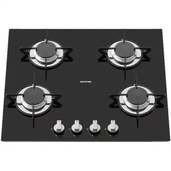 Thetford Topline 910 single burner LPG gas hob with a sleek black tempered glass finish for narrowboats and yachts.