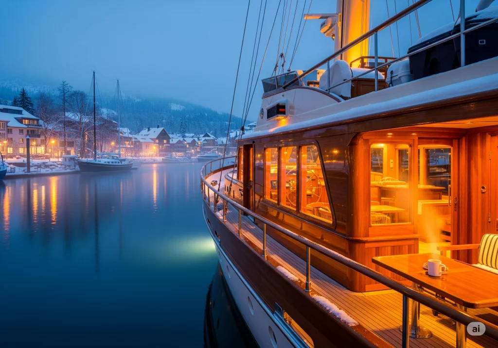Yacht Heaters Diesel - A Warm Yacht In Harbour In Winter