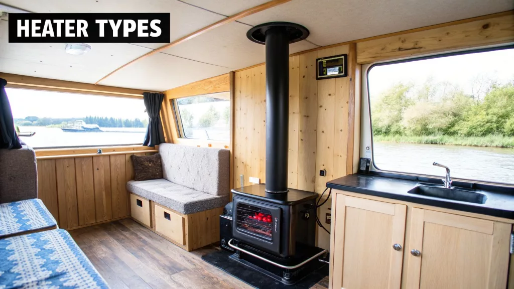 A boat heating system installed on a river barge