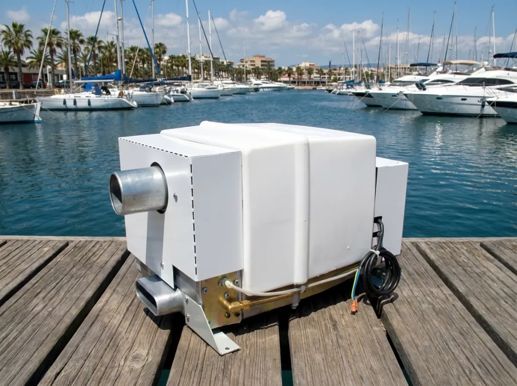 A Propex Malaga 5 dual-fuel 13L water heater unit, suitable for hot water systems on yachts, canal boats, and narrowboats.