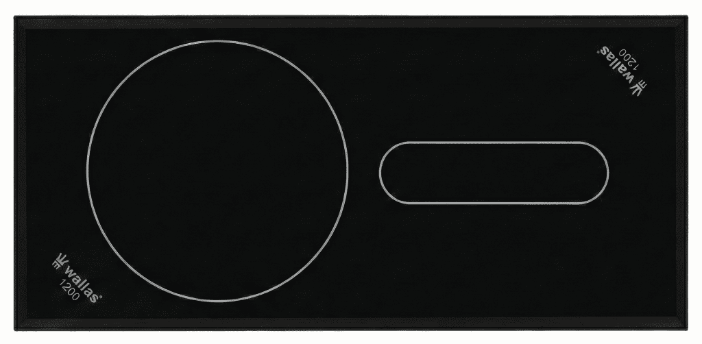 Perspective view of the Wallas 1200D ceramic diesel hob for marine use